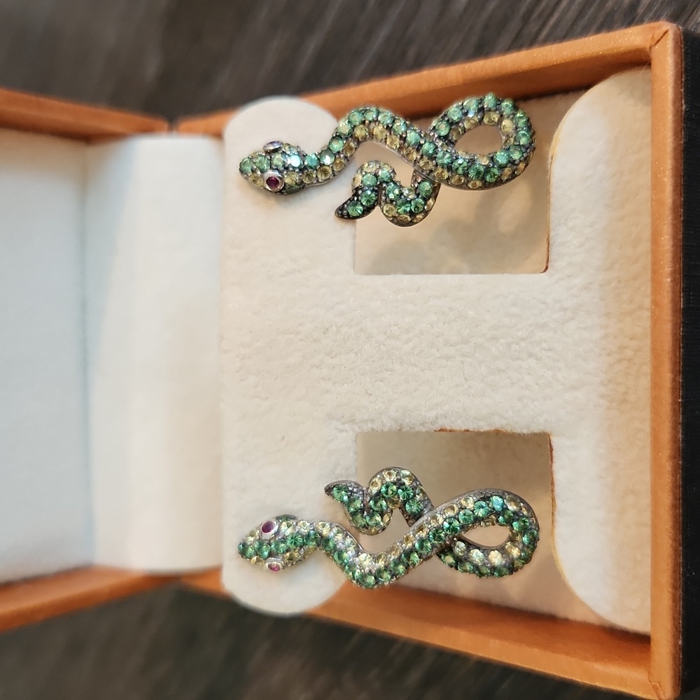 Meredith Leigh Sterling, Gemstone Snake Earrings